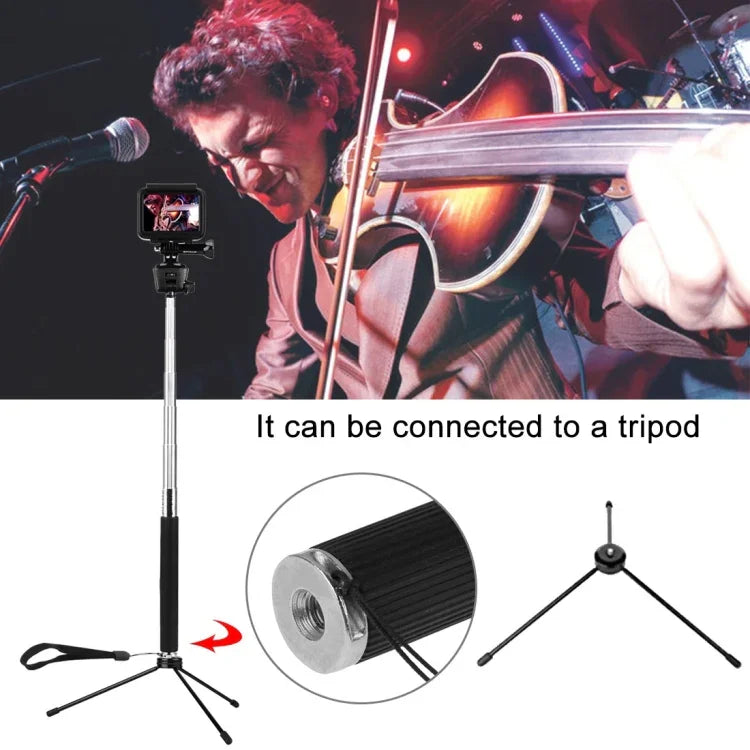 PULUZ Monopé Extensível Portátil para Selfie para GoPro, Insta360, DJI e Outras Câmaras de Ação, Comprimento: 22,5-80cm, Comprimento: 22,5-100cm