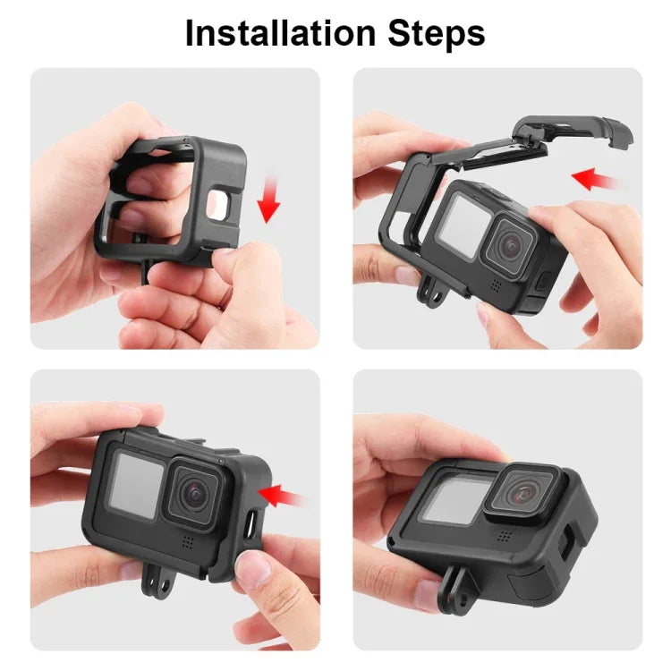 Gaiola de Montagem PA Recarregável PULUZ com Slot de Base Cold Shoe para GoPro HERO13 Black /12 Black /11 Black /11 Black Mini /10 Black /9 Black, Gaiola de Montagem PA Recarregável