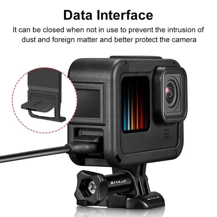Gaiola de Expansão PA PULUZ com Tampa de Interface Lateral para GoPro HERO12 Black /11 Black /10 Black /9 Black, Gaiola PA com Tampa Lateral