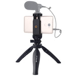 Suporte de tripé de secretária PULUZ em plástico com suporte para telemóvel e cabeça de tripé ajustável para smartphones