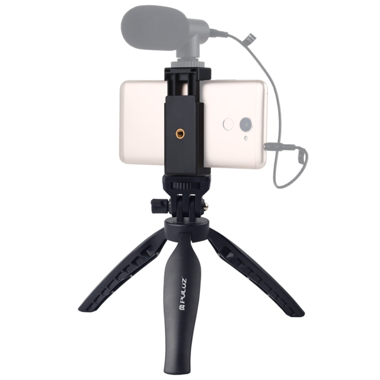 Suporte de tripé de secretária PULUZ em plástico com suporte para telemóvel e cabeça de tripé ajustável para smartphones