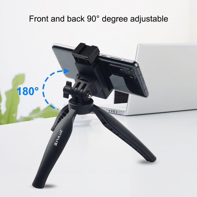 Suporte de tripé de secretária PULUZ em plástico com suporte para telemóvel e cabeça de tripé ajustável para smartphones