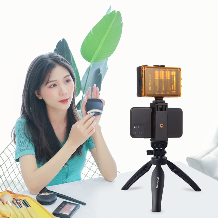 Suporte de tripé de secretária PULUZ em plástico com suporte para telemóvel e cabeça de tripé ajustável para smartphones