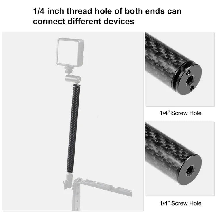 Braço Extensor de 250mm em Liga de Alumínio e Fibra de Carbono para Flutuabilidade de Selfie-stick PULUZ para GoPro, Insta360, DJI e Outras Câmaras de Ação, 250mm