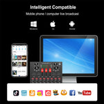 PULUZ Placa de som para transmissão ao vivo com Bluetooth para karaokê, gravação e mistura de som para telemóvel / computador / portátil / tablet, versão chinesa
