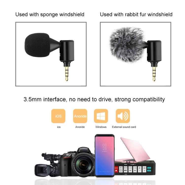 Microfone direcional ajustável PULUZ para telemóvel com ficha Jack 3,5 mm, Microfone para telemóvel 3,5 mm