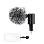 Microfone condensador omnidirecional ajustável PULUZ para telemóvel com ficha 8 pinos, Microfone para telemóvel 8 pinos