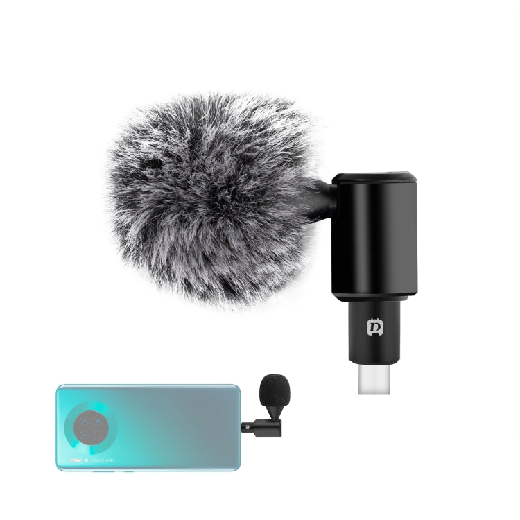 Microfone condensador omnidirecional ajustável PULUZ para telemóvel com ficha USB-C / Tipo-C, Não compatível com telemóveis da série Samsung, Microfone para telemóvel Tipo-C
