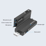 Microfone de lapela com fio USB PULUZ, microfone condensador silencioso, clipe USB de 1,2 m