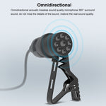 Microfone de lapela com fio USB PULUZ, microfone condensador silencioso, clipe USB de 1,2 m