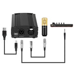 Kit de microfone condensador PULUZ para estúdio, transmissão e canto profissional com braço de tesoura suspenso, suporte anti-choque metálico e placa de som USB, Alimentação 48V, Kit de microfone 48V (Dourado)