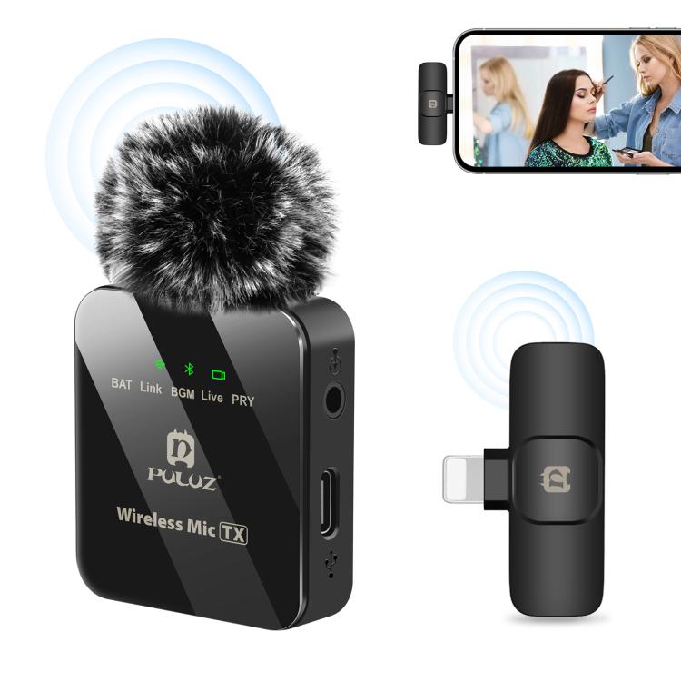 Microfone Lavalier Sem Fios PULUZ para iPhone / iPad, Receptor de 8 Pinos, 8 Pinos 1 TX + 1 RX