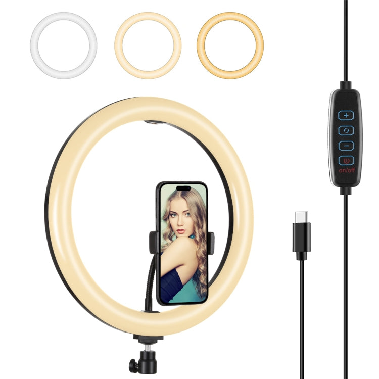 Anel de Luz LED Curvo Difuso PULUZ PD20W 11,8 polegadas 30cm Tipo-C com 3 Modos e Temperatura de Cor Dupla Regulável para Vlogging, Selfie, Fotografia e Vídeo com Presilha para Telemóvel, Tipo-C