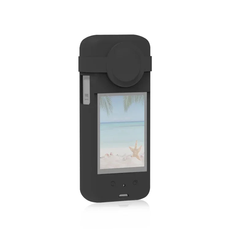 For Insta360 X3 PULUZ Silicone Protective Case with Lens Cover, Silicone Case(Black)