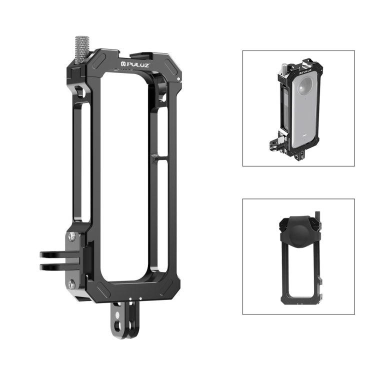 Estrutura de Proteção Metálica PULUZ para Insta360 X3 com Base de Sapata Fria Expandida e Adaptador para Tripé, Gaiola Metálica Stock EUA, Para Insta360 X3