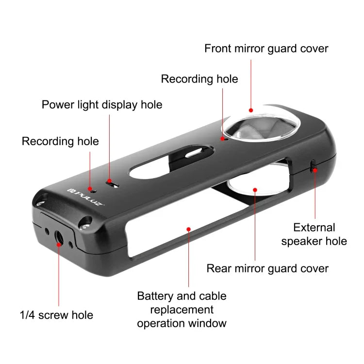 Estrutura de Proteção Metálica PULUZ para Insta360 X3 com Protetor de Lente, Estrutura Metálica com Protetor de Lente