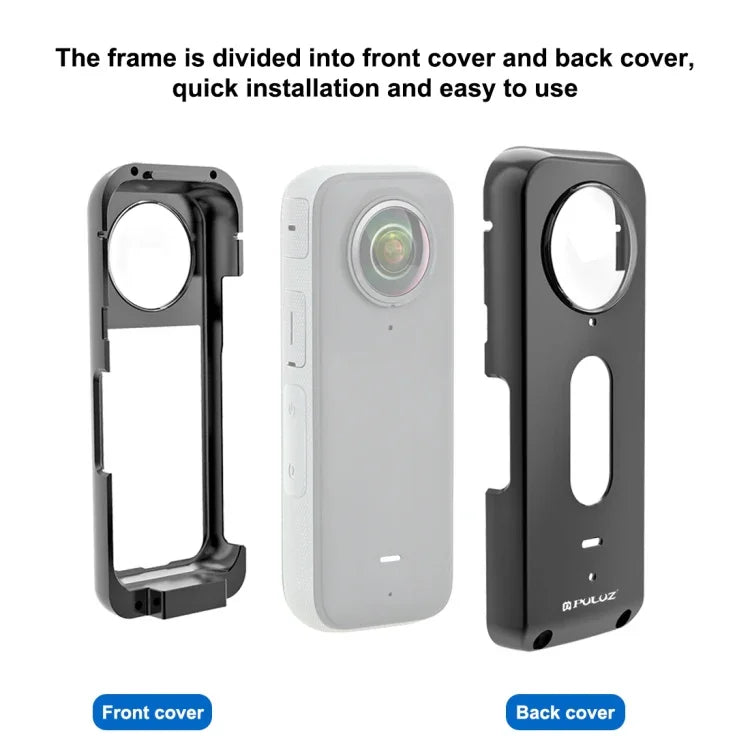 Estrutura de Proteção Metálica PULUZ para Insta360 X3 com Protetor de Lente, Estrutura Metálica com Protetor de Lente