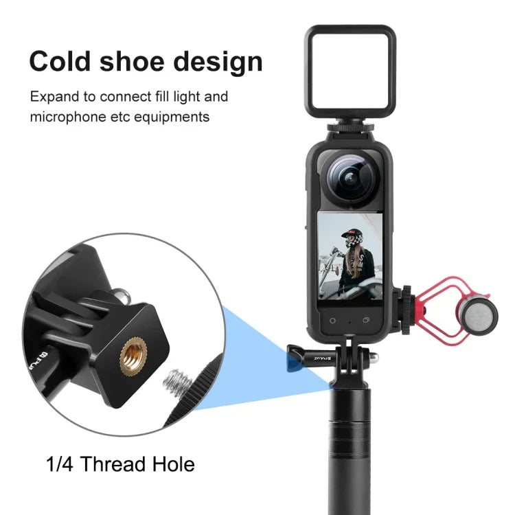 Estrutura Protetora de Plástico PC PULUZ para Insta360 X3 com Sapata Fria, Montagem de Adaptador e Parafuso, Estrutura PC