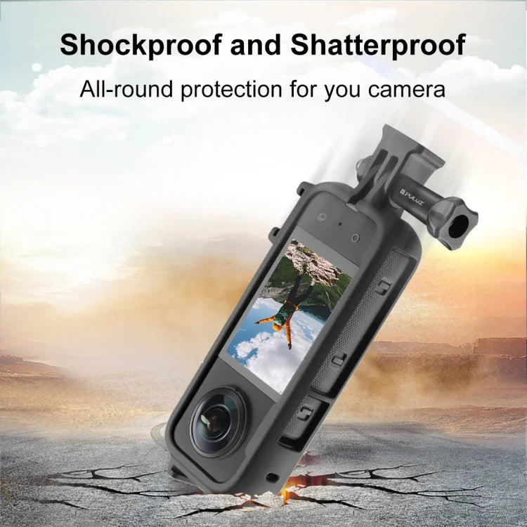 Estrutura Protetora de Plástico PC PULUZ para Insta360 X3 com Sapata Fria, Montagem de Adaptador e Parafuso, Estrutura PC