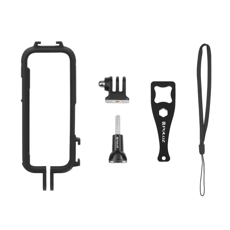 Estrutura Protetora de Plástico PC PULUZ para Insta360 X3 com Sapata Fria, Montagem de Adaptador e Parafuso, Estrutura PC