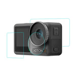Para DJI Osmo Action 3 PULUZ Filme de Vidro Temperado Explosão-Prova 3 em 1 para Lente da Frente e Ecrã Traseiro, Para DJI Osmo Action 3