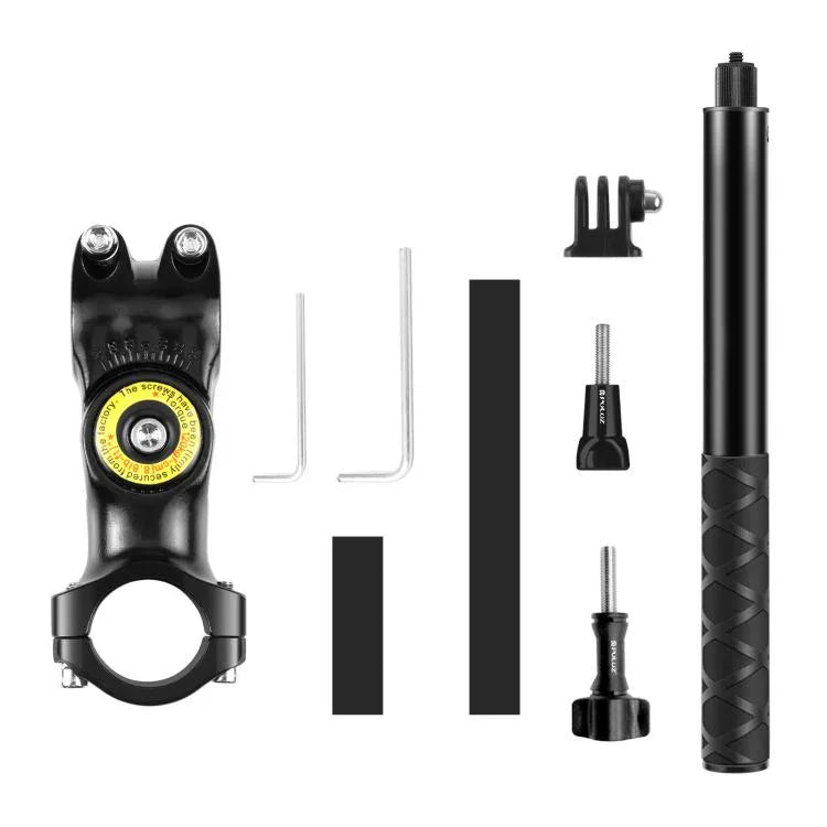 Suporte Adaptador para Câmara para Fixação em Guiador de Motociclo/Bicicleta PULUZ com Suporte Monopé, Suporte Monopé para Motociclo