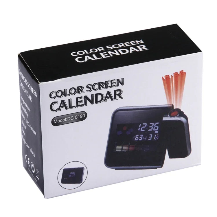 Despertador Multifuncional com Ecrã LCD a Cores, Projeção LED, Estação Meteorológica / Temperatura / Humidade / Calendário, Despertador com Projeção LED
