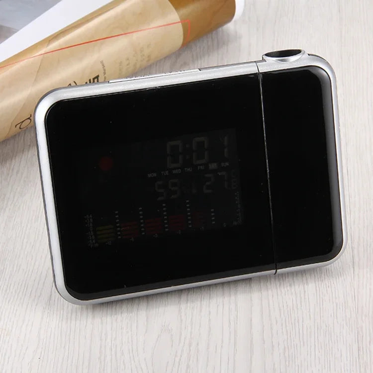 Despertador Multifuncional com Ecrã LCD a Cores, Projeção LED, Estação Meteorológica / Temperatura / Humidade / Calendário, Despertador com Projeção LED
