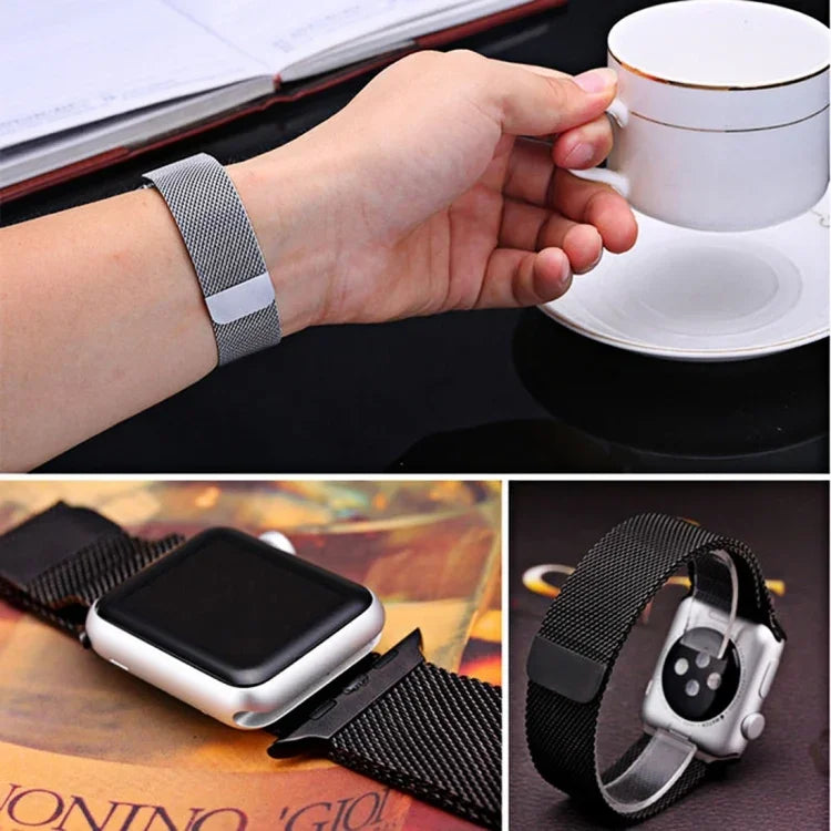 Para Apple Watch 42mm Correia Milanesa Magnética de Aço Inoxidável, Para Apple Watch 46mm / 49mm / 45mm / 44mm