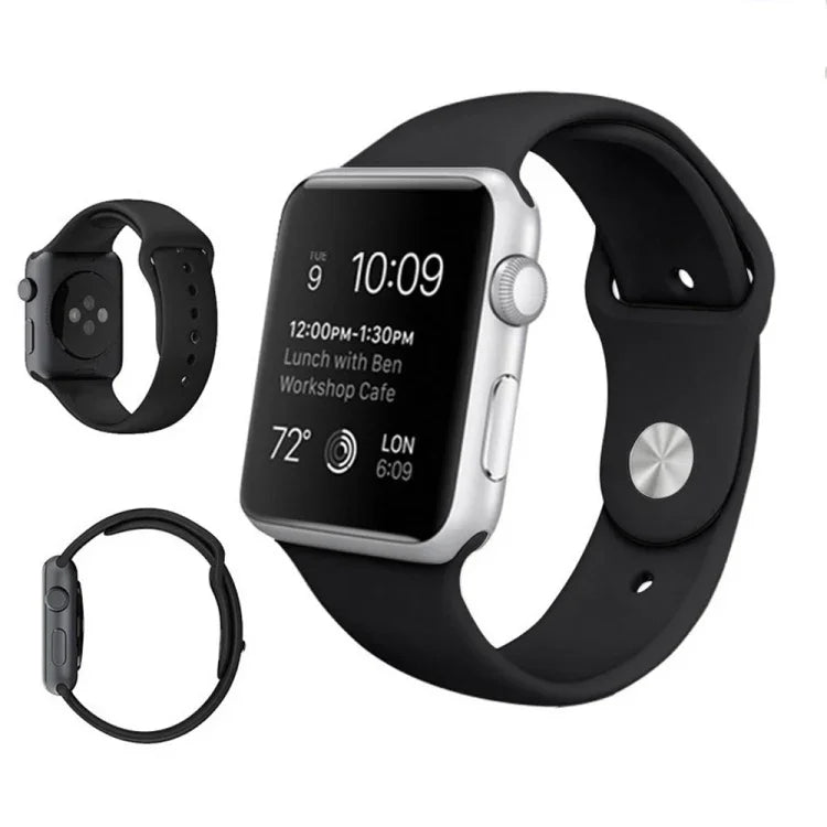 Para Apple Watch Series 10 42mm / 9&8&7 41mm / SE 3&SE 2&6&SE&5&4 40mm / 3&2&1 38mm Correia de Borracha 3 em 1 com Fivela de Pino, Para Apple Watch Series 9&8&7 41mm / SE 3&SE 2&6&SE&5&4 40mm