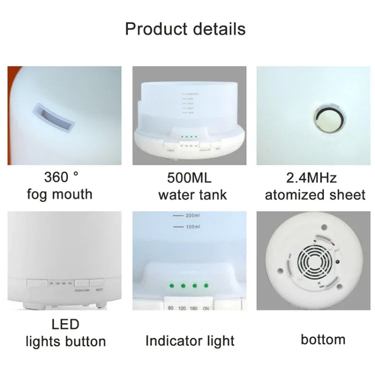 Difusor de Aroma Ultrassónico com Luzes LED Coloridas (Plugue US), FU-168
