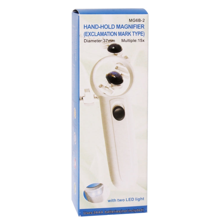 Lupa de Mão Tipo Ponto de Exclamação 15X com 2 LED, 15X