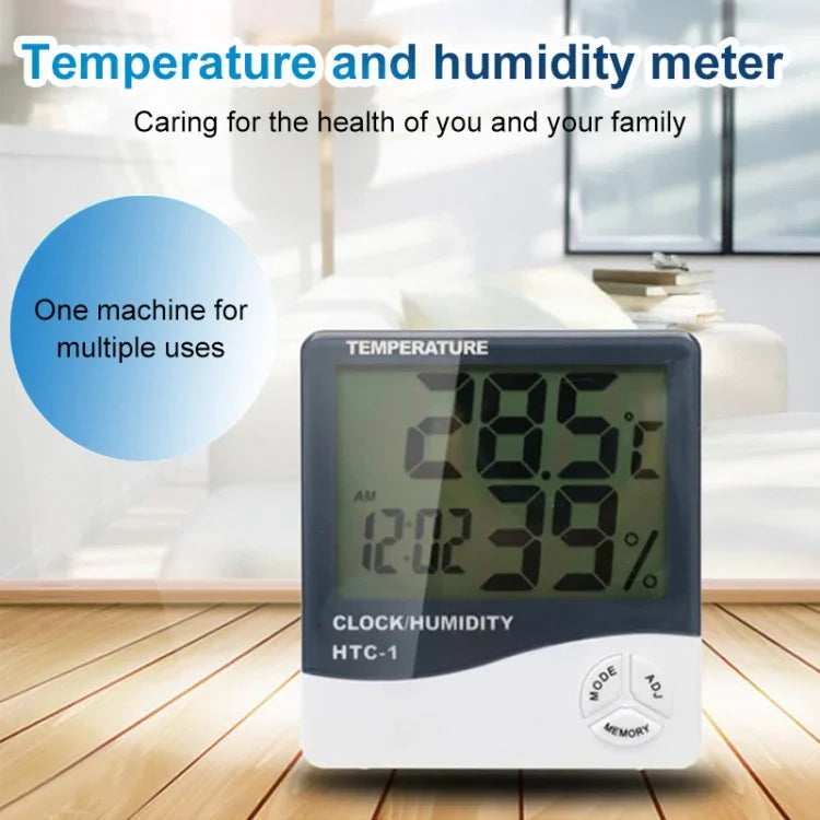 Medidor Digital de Temperatura e Humidade LCD de 3,8 polegadas com Relógio / Calendário (HTC-1), HTC-1