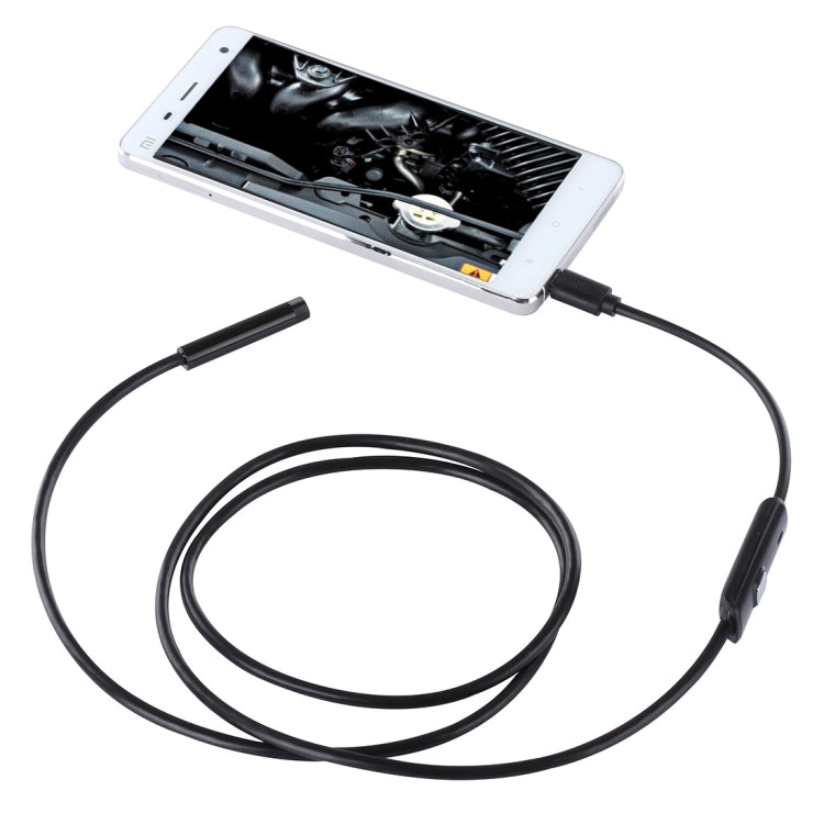 Câmara de Inspeção Endoscópica Micro USB Impermeável com Tubo Flexível e 6 LED para Telemóvel Android OTG, Comprimento: 1m, Diâmetro da Lente: 7mm, 7mm