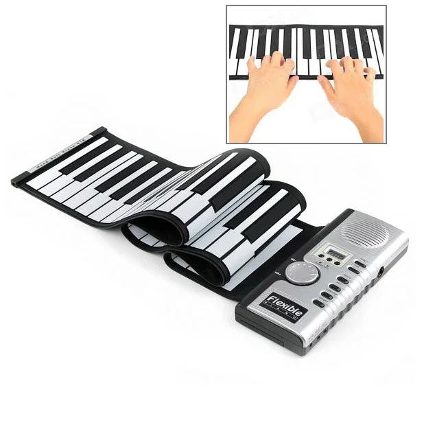 Teclado Piano MIDI Dobrável Datopal de 61 Teclas, 61 Teclas Standard Branco