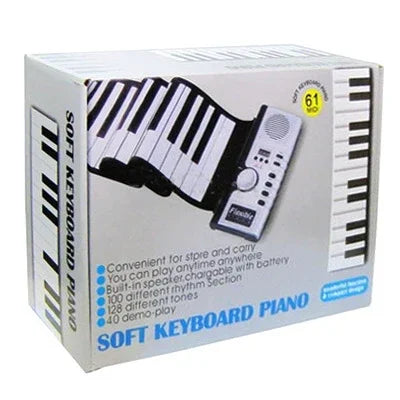 Teclado Piano MIDI Dobrável Datopal de 61 Teclas, 61 Teclas Standard Branco
