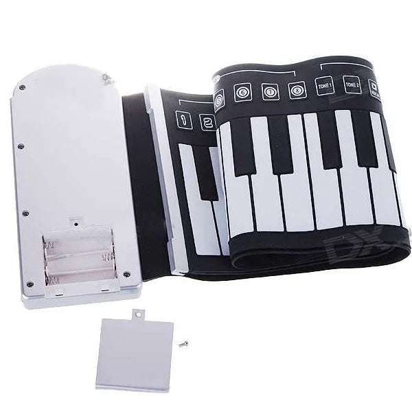 Teclado Piano Dobrável Portátil de 49 Teclas, 49 Teclas Standard Branco