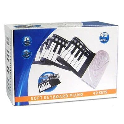 Teclado Piano Dobrável Portátil de 49 Teclas, 49 Teclas Standard Branco