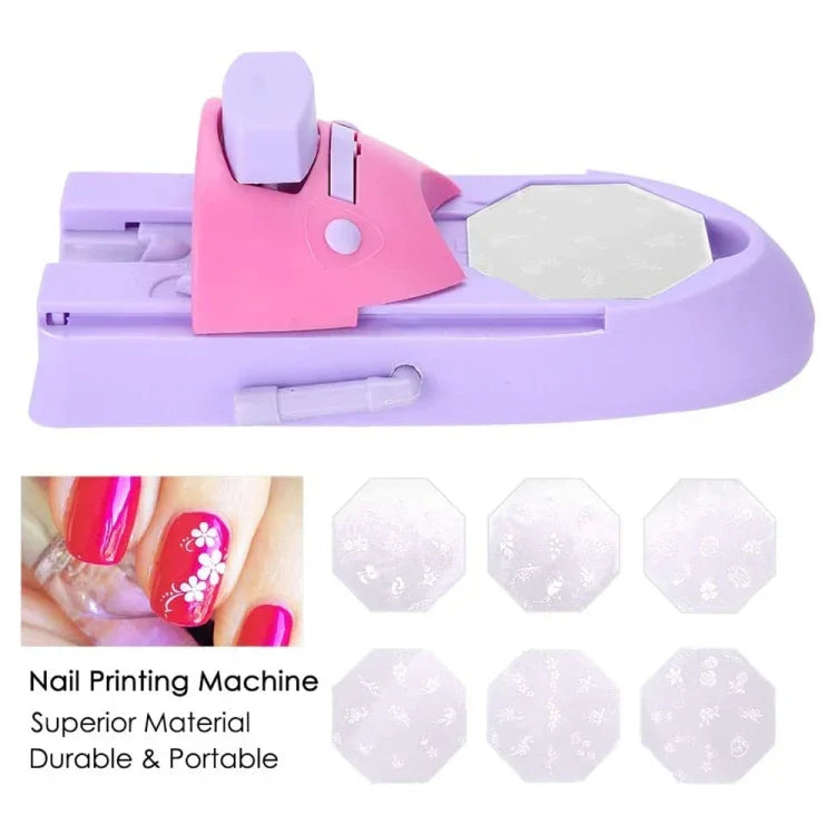 Conjunto de Máquina de Carimbo para Impressão de Arte de Unhas DIY