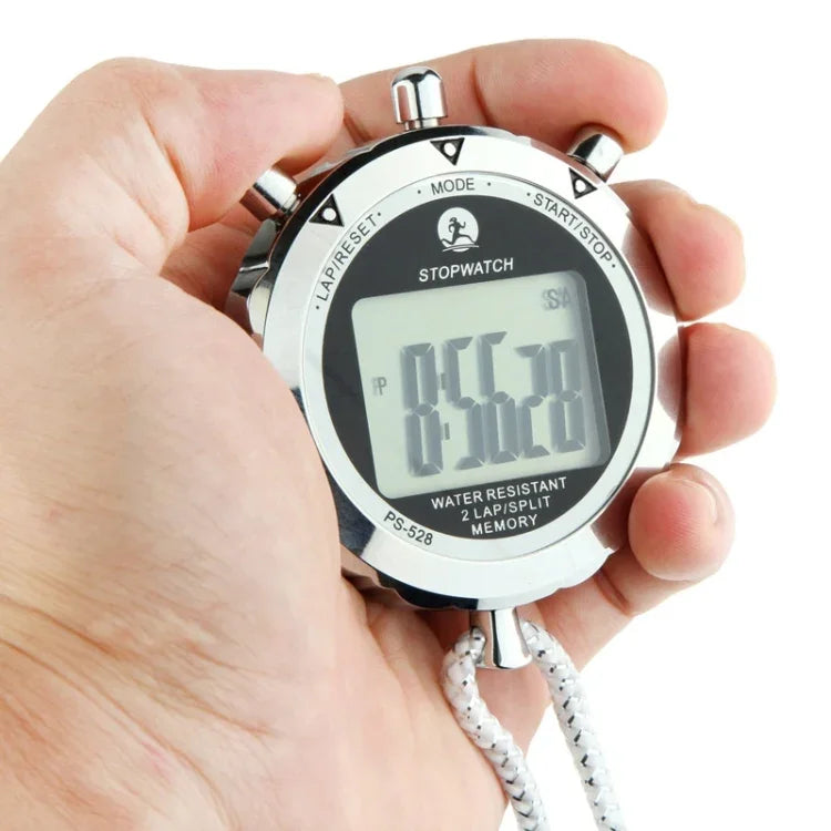 Cronómetro Metálico PS528 Profissional, Cronógrafo Digital de Mão com LCD e Correia, PS528