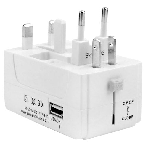 Carregador USB Universal 4 em 1 (Ficha EU + UK + AU + US) Adaptador de Viagem 933L