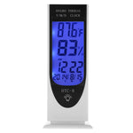 Termómetro Digital LED LCD Luminoso HTC-8 com Luz de Fundo, Higrómetro Medidor de Humidade, com Alarme / Data / Relógio / Calendário, HTC-8