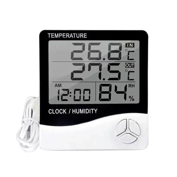 Termómetro digital LCD para exterior/interior, higrómetro eletrónico, relógio com alarme, THC-03A