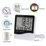 Termómetro digital LCD para exterior/interior, higrómetro eletrónico, relógio com alarme, THC-03A