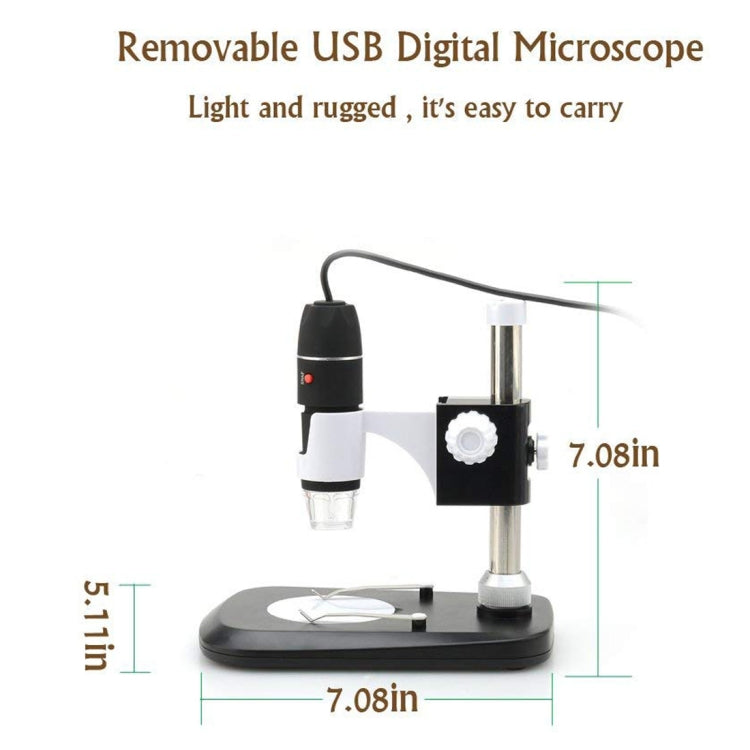 Microscópio Digital USB DMS-MDS800 40X-800X com Sensor de Imagem 2.0MP, 8 LEDs e Suporte Profissional, 40X-800X