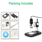 Microscópio Digital USB DMS-MDS800 40X-800X com Sensor de Imagem 2.0MP, 8 LEDs e Suporte Profissional, 40X-800X