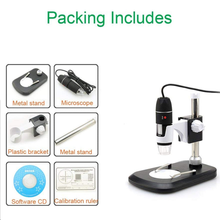 Microscópio Digital USB DMS-MDS800 40X-800X com Sensor de Imagem 2.0MP, 8 LEDs e Suporte Profissional, 40X-800X
