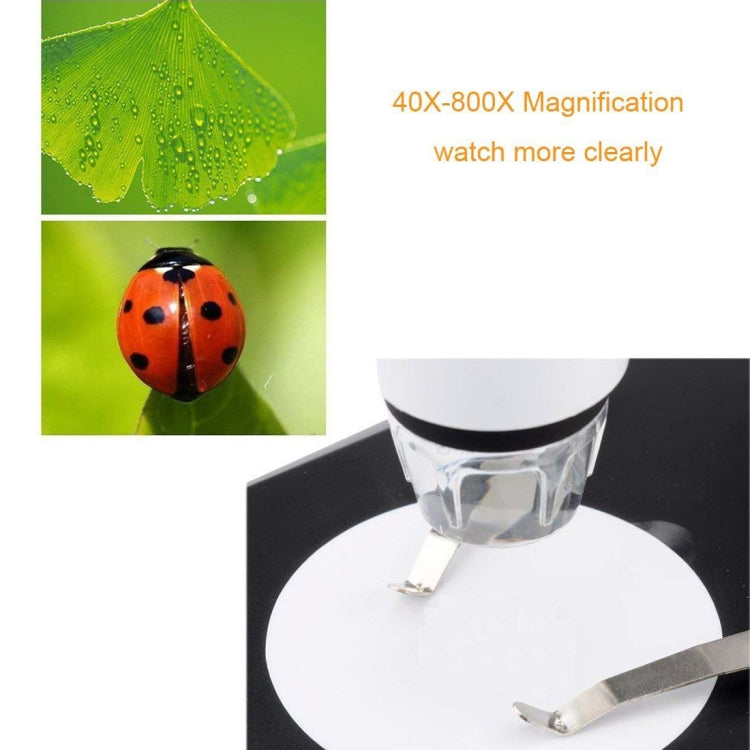Microscópio Digital USB DMS-MDS800 40X-800X com Sensor de Imagem 2.0MP, 8 LEDs e Suporte Profissional, 40X-800X