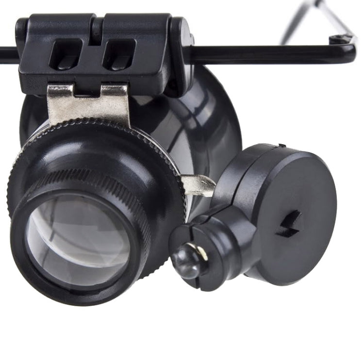 Lupa de Reparação de Relógios Tipo Óculos 20X com Luz LED, Dupla