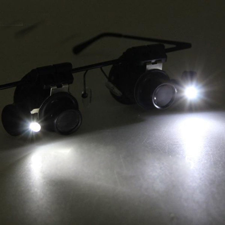 Lupa de Reparação de Relógios Tipo Óculos 20X com Luz LED, Dupla